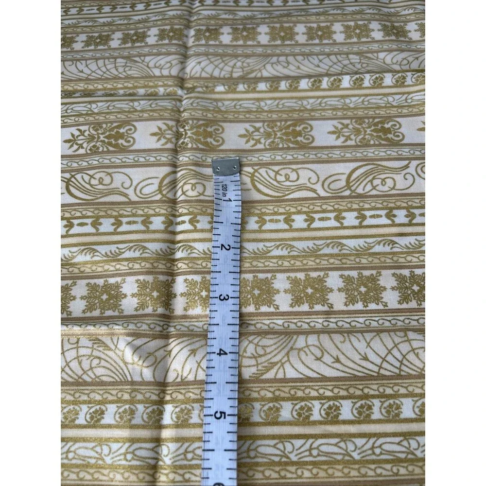 Hoffman Quilting Fabric Holiday Splendor Christmas Gold Fancy Strips 22